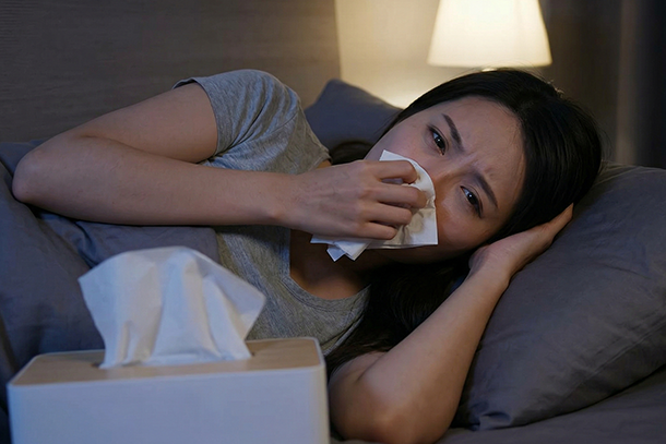 鼻づまりでCPAPが苦しい様子